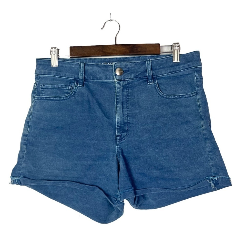 American Eagle AEO Blue Wash Distressed Hem Denim Shorts 14